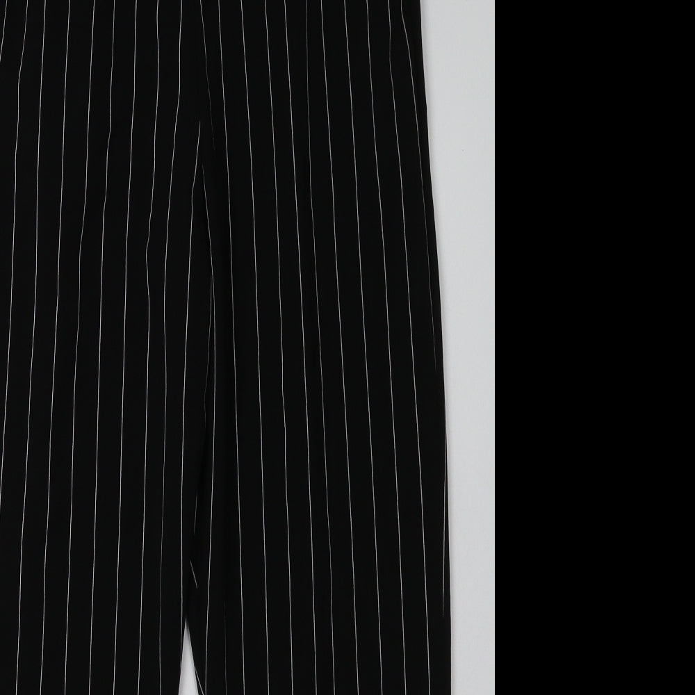 New Look Womens Black Striped Polyester Capri Trousers Size 14 L28 in Regular