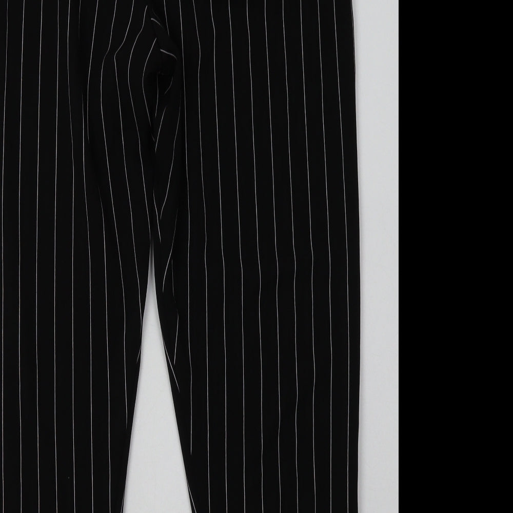 New Look Womens Black Striped Polyester Capri Trousers Size 14 L28 in Regular