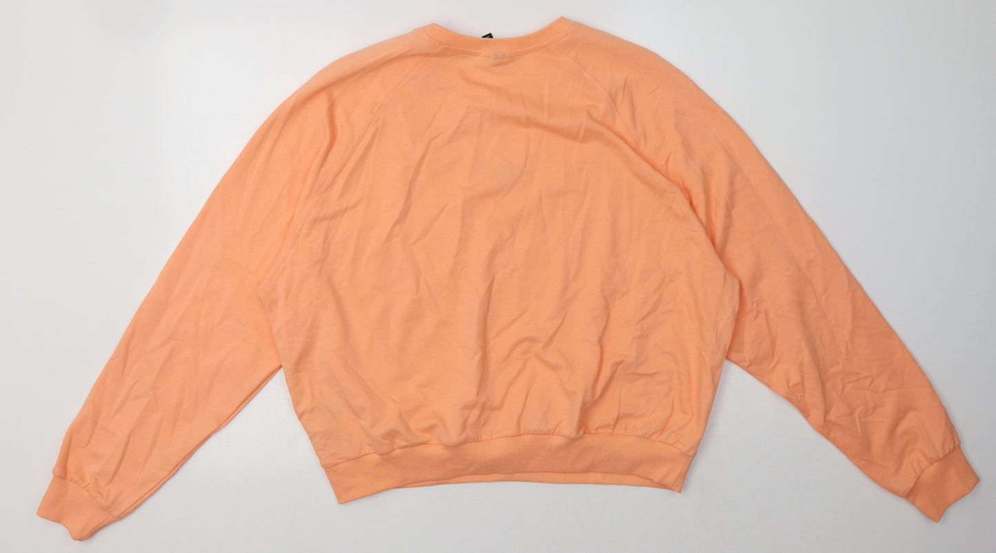 H&M Womens Orange  Cotton Pullover Sweatshirt Size XL  Pullover - totally