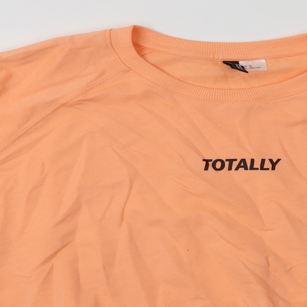 H&M Womens Orange  Cotton Pullover Sweatshirt Size XL  Pullover - totally