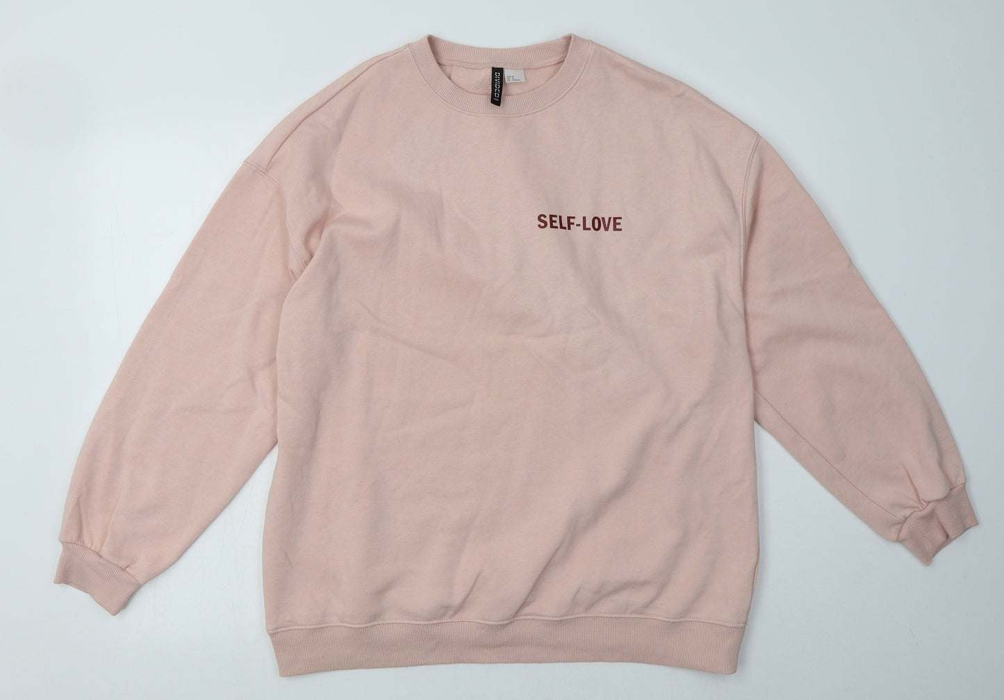 H&M Womens Pink  Cotton Pullover Sweatshirt Size M  Pullover - self love