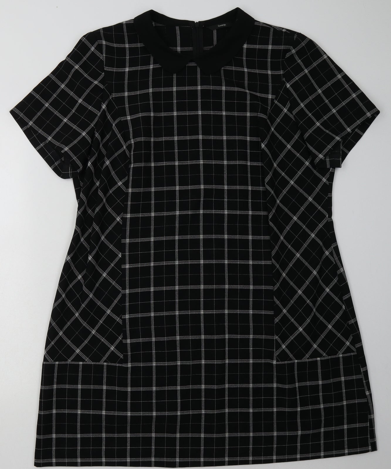 George Womens Beige Check Polyester A-Line  Size L  Collared Zip