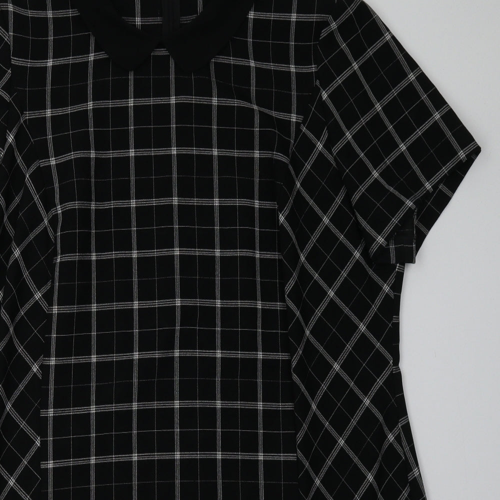 George Womens Beige Check Polyester A-Line  Size L  Collared Zip