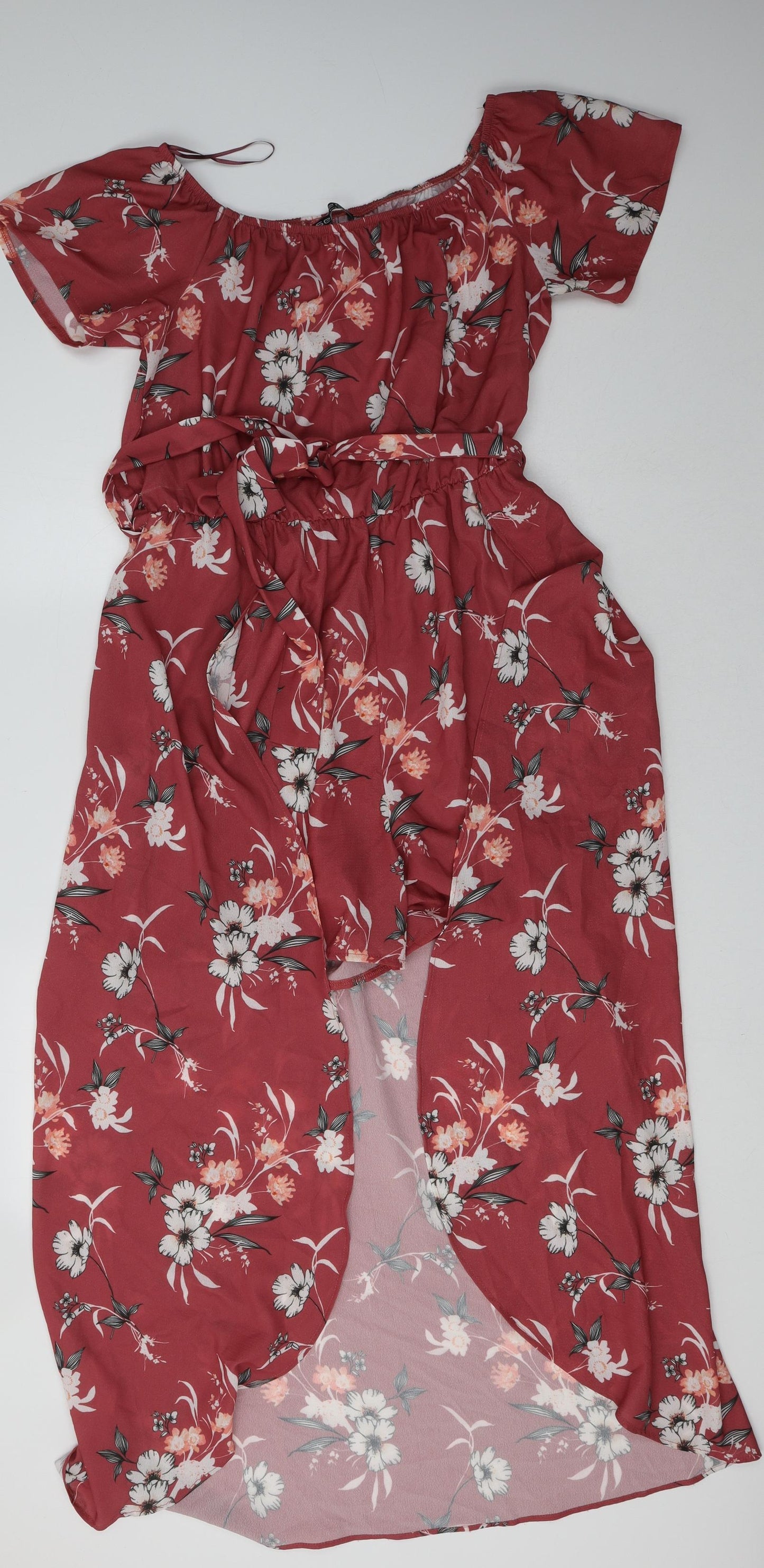 Select Womens Pink Floral Polyester Playsuit One-Piece Size 16  Pullover - dress playsuit