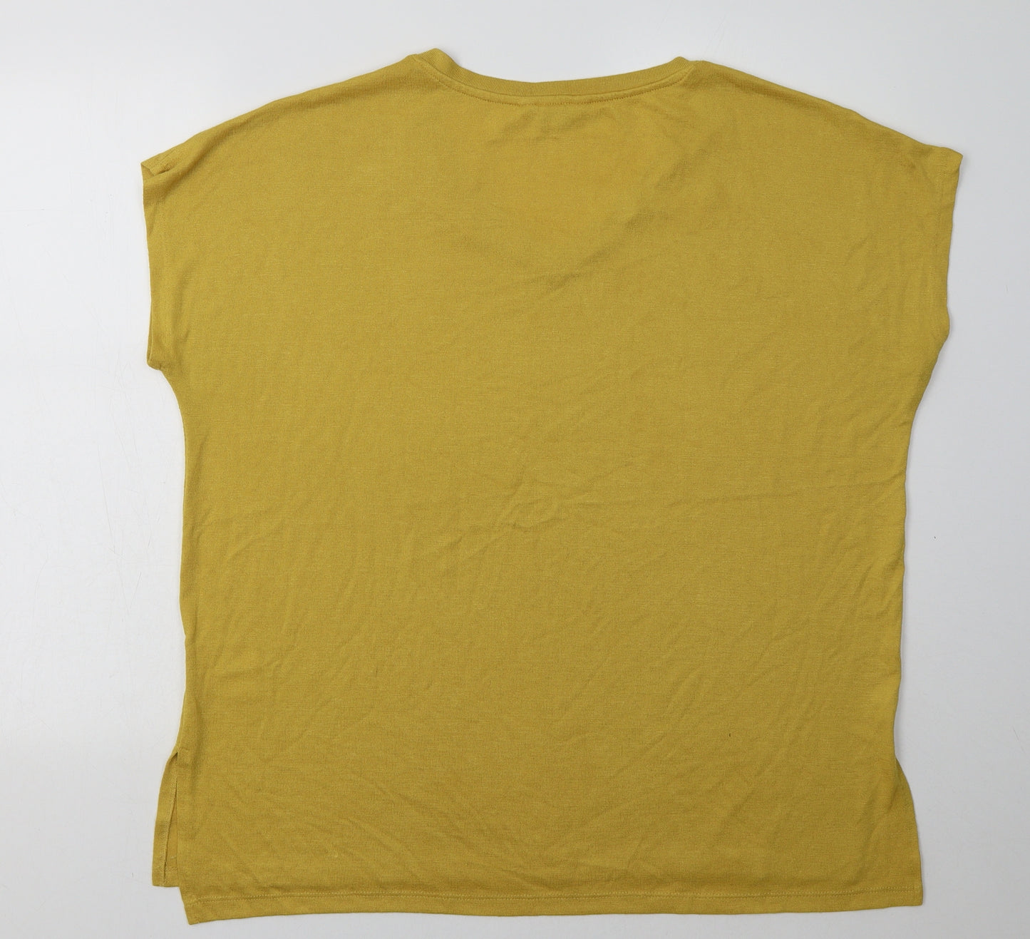 Orvis Womens Yellow  Polyester  T-Shirt Size XL V-Neck