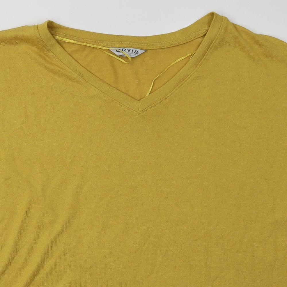 Orvis Womens Yellow  Polyester  T-Shirt Size XL V-Neck