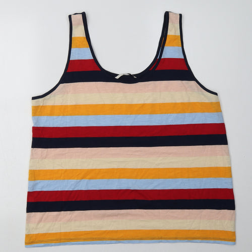 Sainsburys Womens Multicoloured Striped Cotton Basic Tank Size 18 Scoop Neck