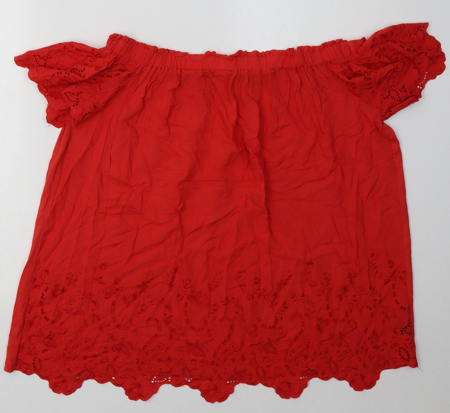 George Womens Orange  Viscose Basic Blouse Size 18 Off the Shoulder - Lace Detail