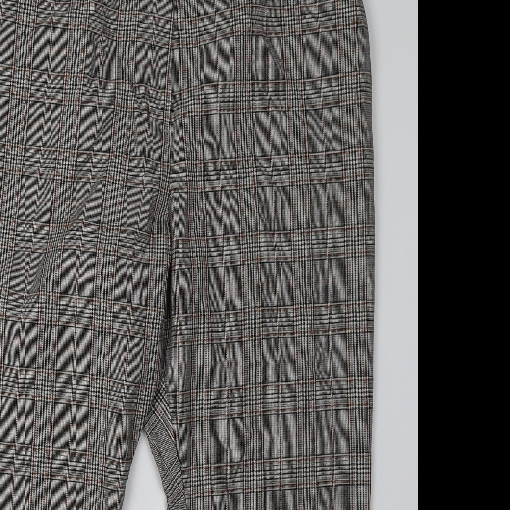 F&F Womens Green Check Polyester Trousers  Size 20 L30 in Regular Hook & Eye