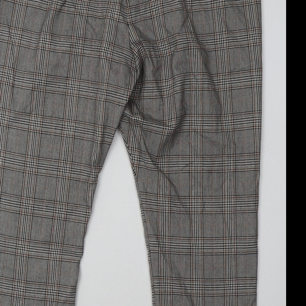 F&F Womens Green Check Polyester Trousers  Size 20 L30 in Regular Hook & Eye