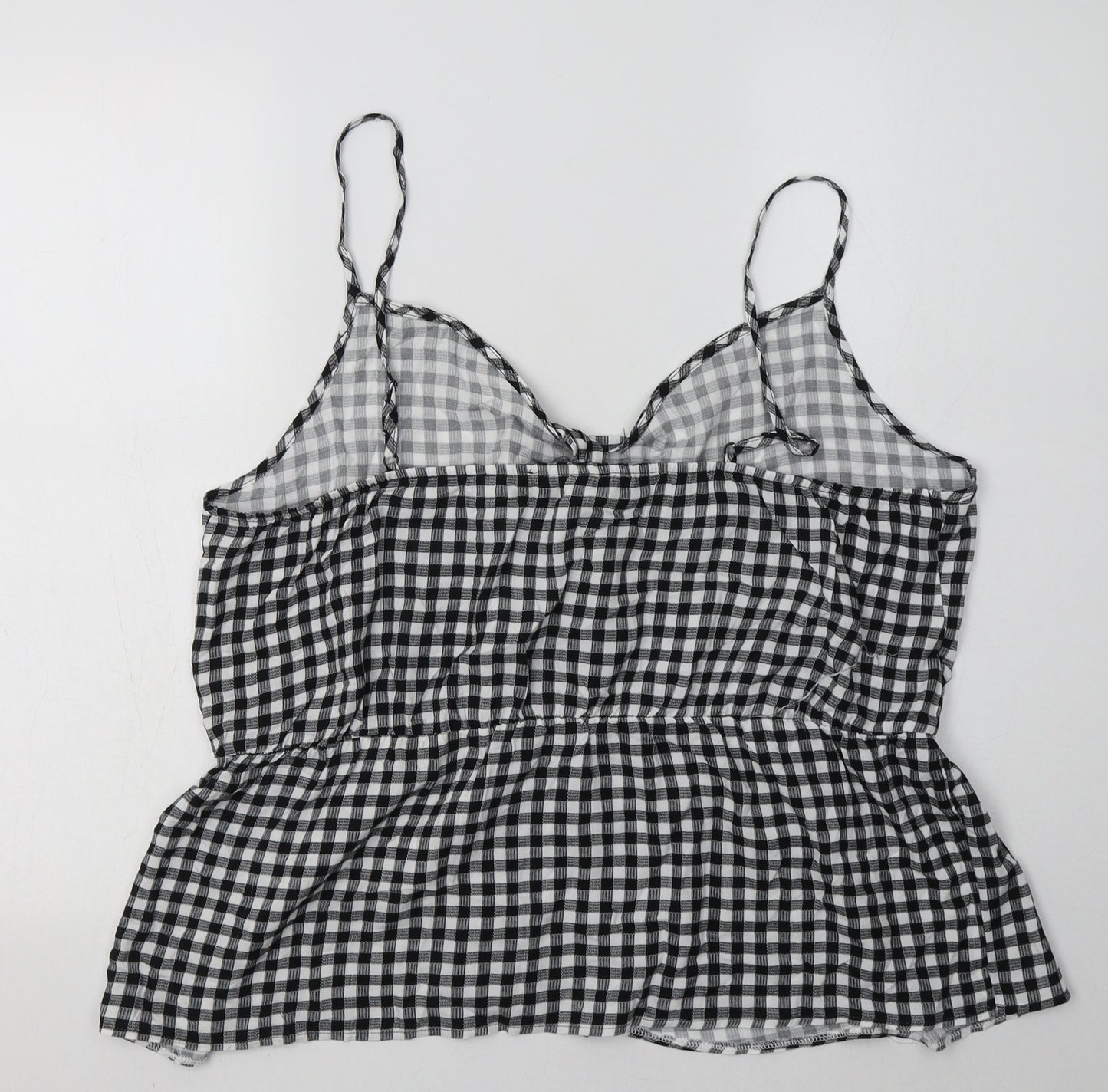 George Womens Black Check Viscose Basic Tank Size 20 V-Neck