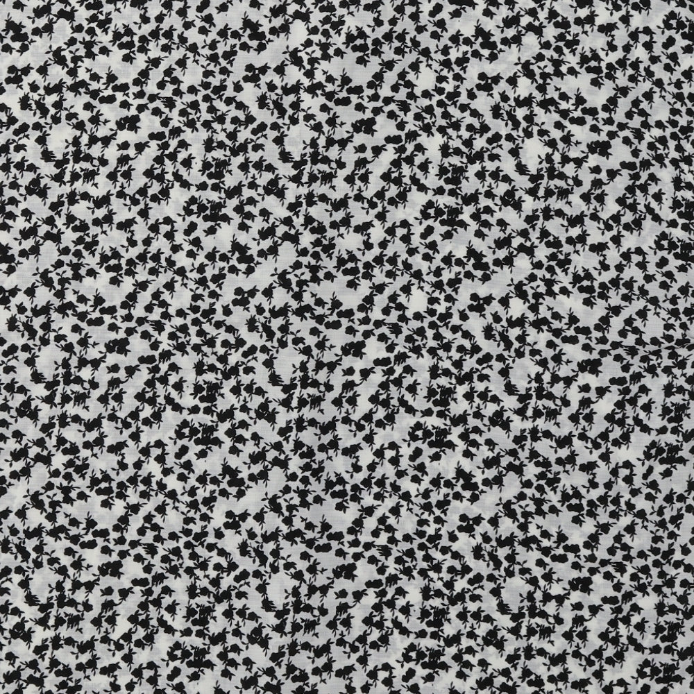 mataam Womens Black Geometric Polyester Basic Blouse Size 16 V-Neck