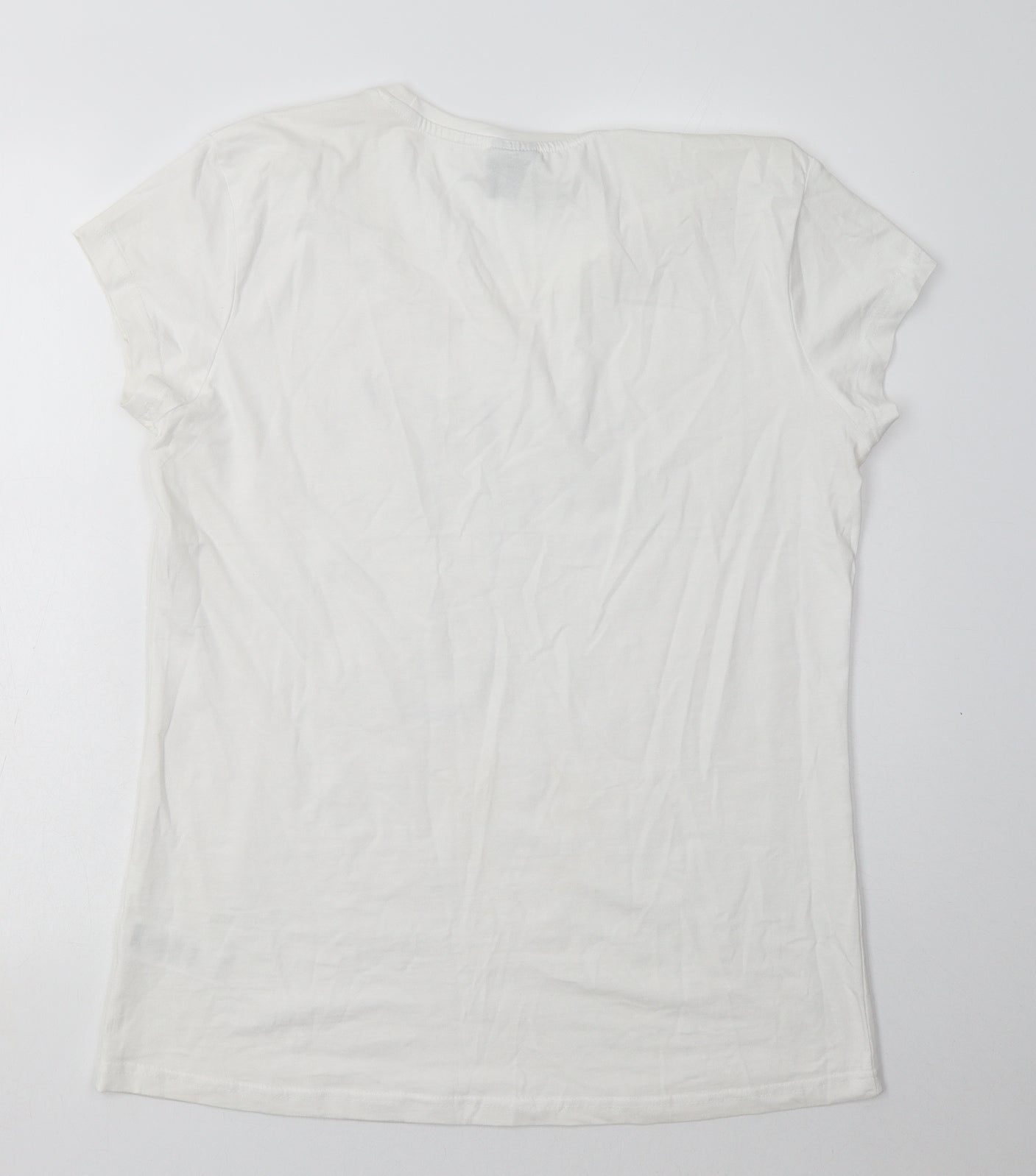 Karrimor Womens White Geometric Cotton Basic T-Shirt Size 16 Crew Neck