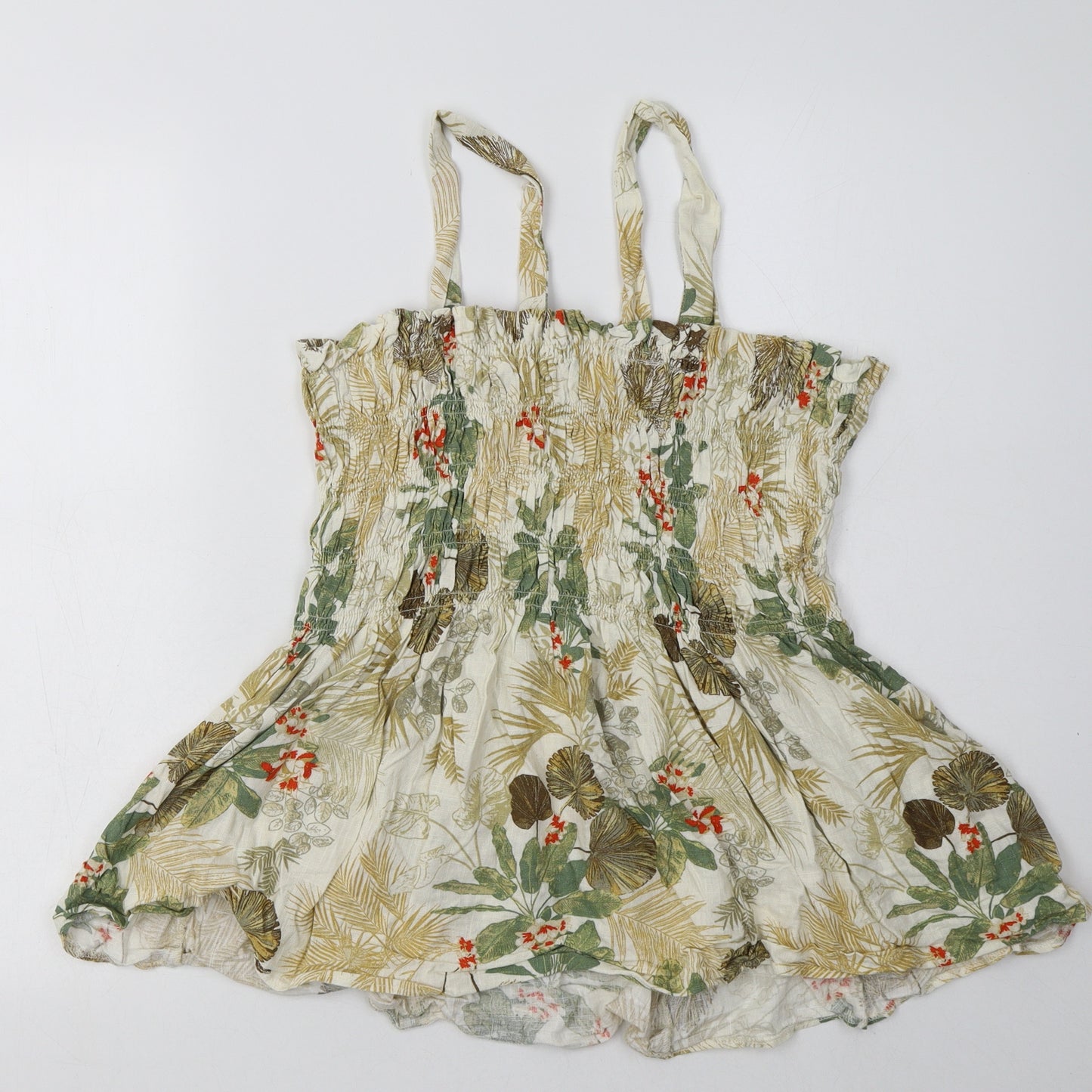 Sainsburys Womens Beige Floral Viscose Basic Tank Size 20 Square Neck