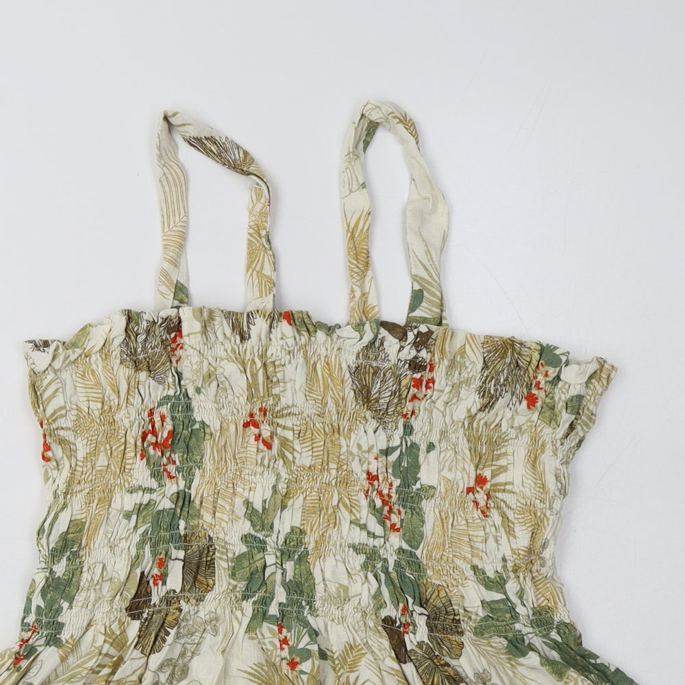 Sainsburys Womens Beige Floral Viscose Basic Tank Size 20 Square Neck