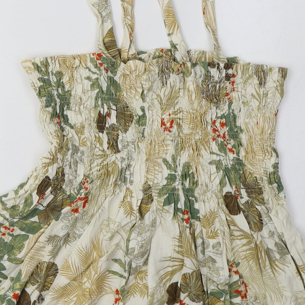 Sainsburys Womens Beige Floral Viscose Basic Tank Size 20 Square Neck