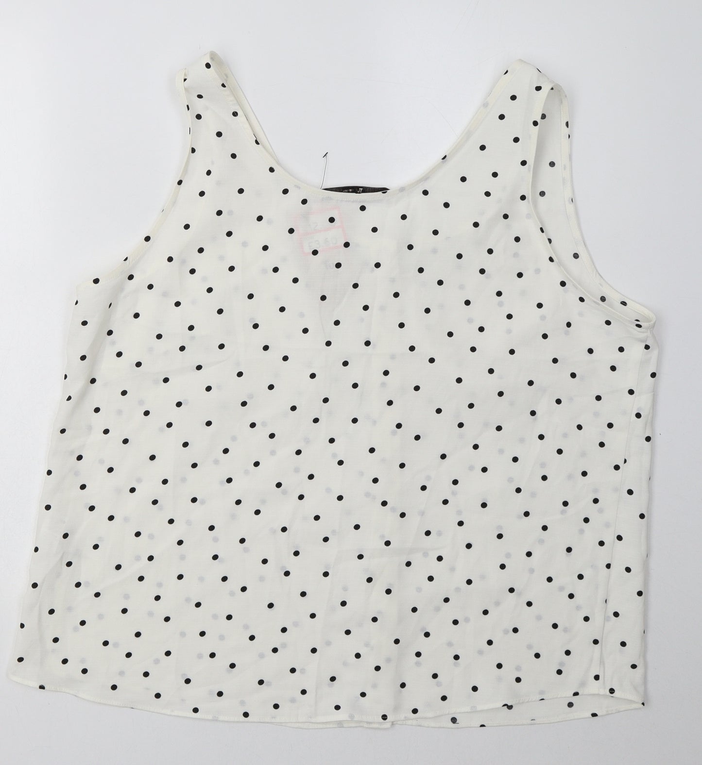 sainsburys Womens White Polka Dot Polyester Basic Tank Size 18 Square Neck