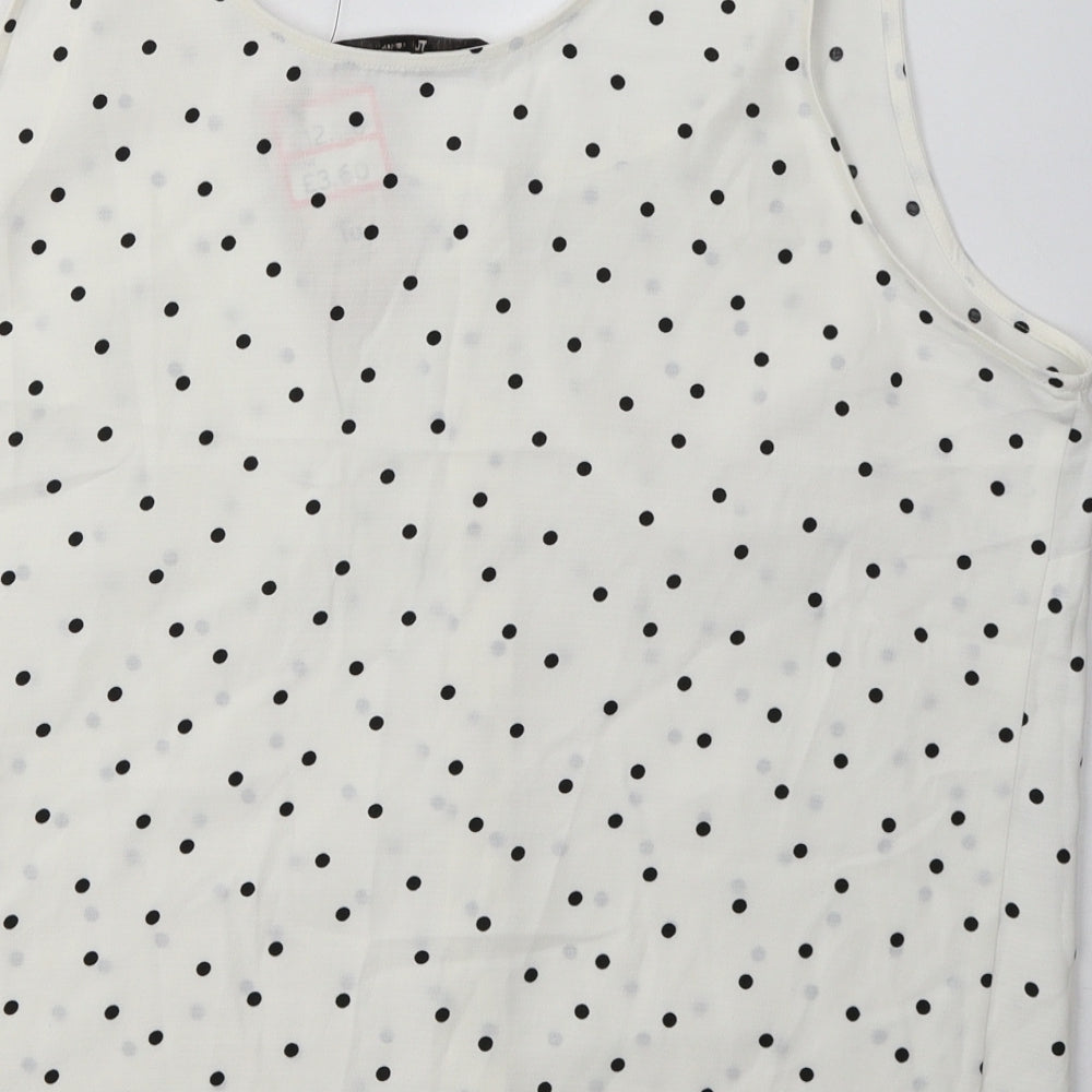 sainsburys Womens White Polka Dot Polyester Basic Tank Size 18 Square Neck