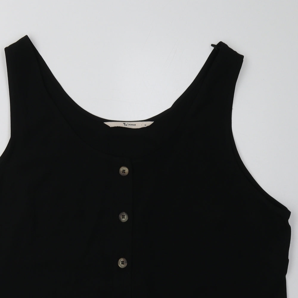 sainsburys Womens Black  Polyester Basic Tank Size 18 Scoop Neck
