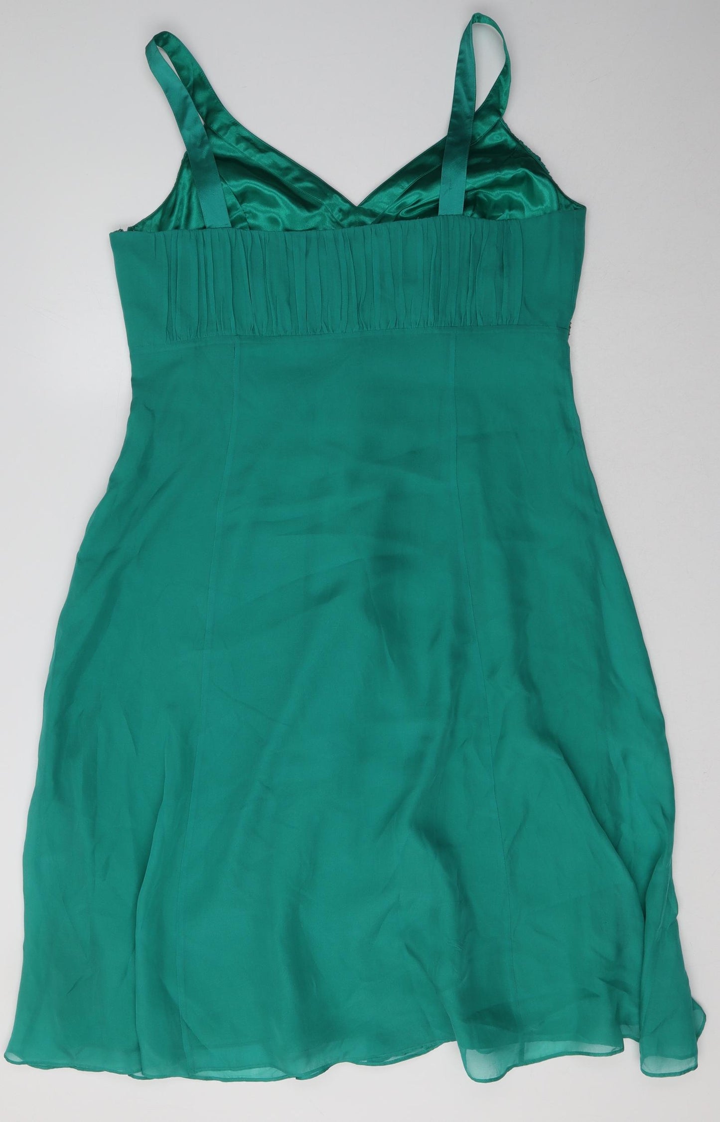 Matalan Womens Green  Silk A-Line  Size 16  V-Neck Zip