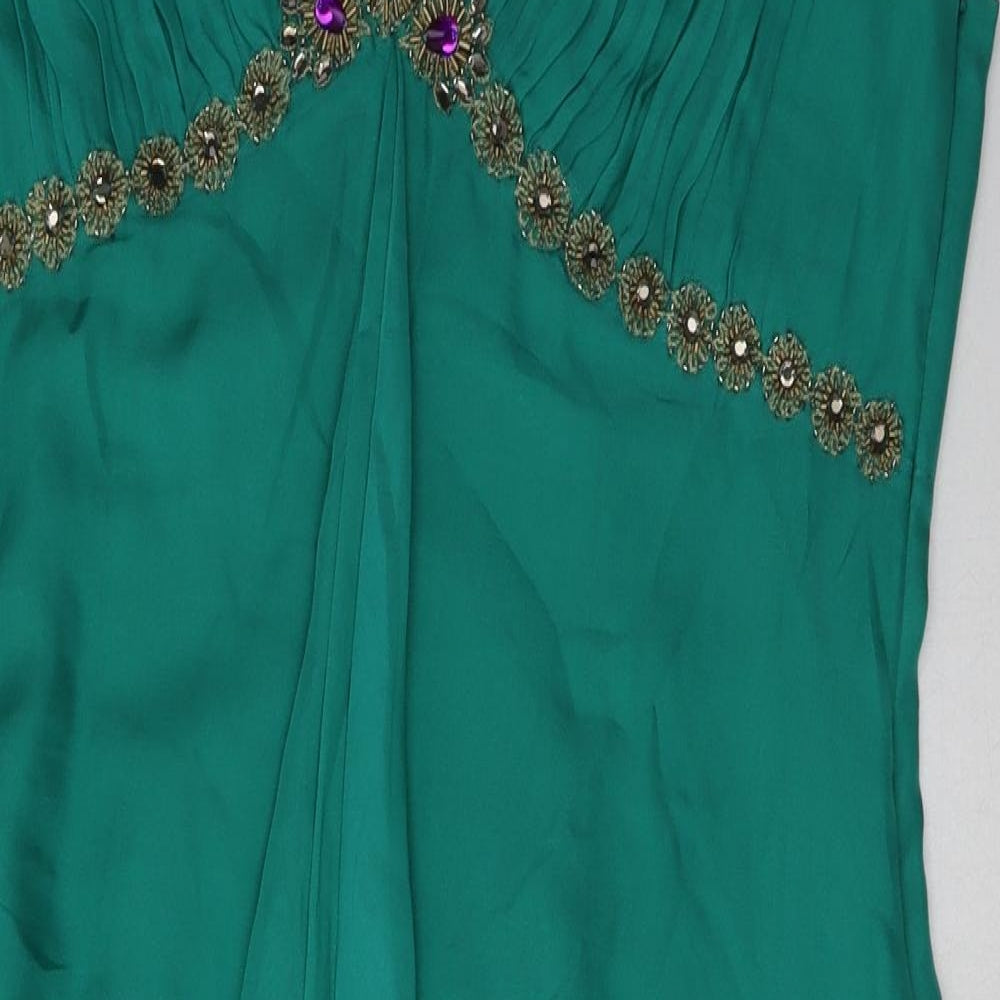 Matalan Womens Green  Silk A-Line  Size 16  V-Neck Zip
