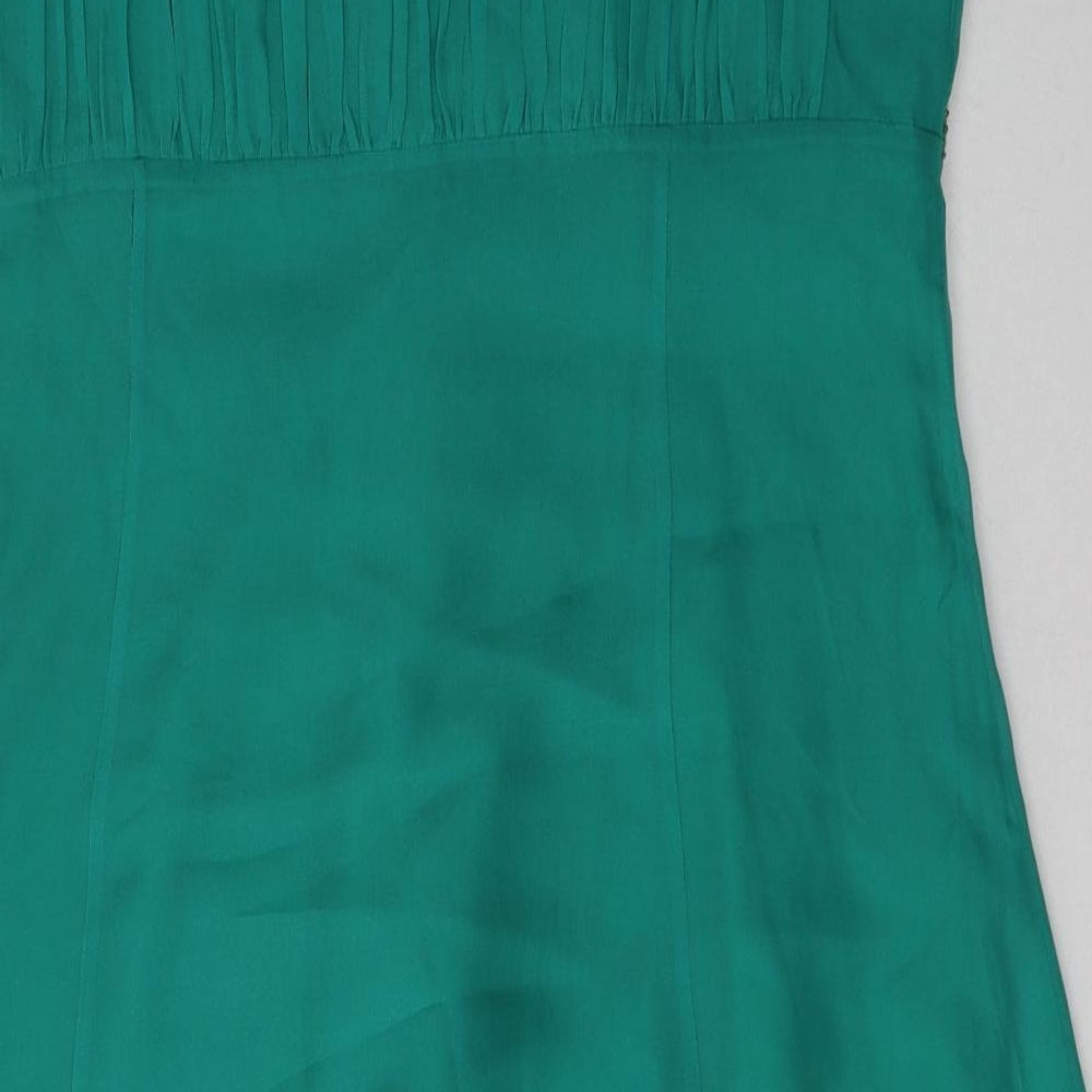 Matalan Womens Green  Silk A-Line  Size 16  V-Neck Zip