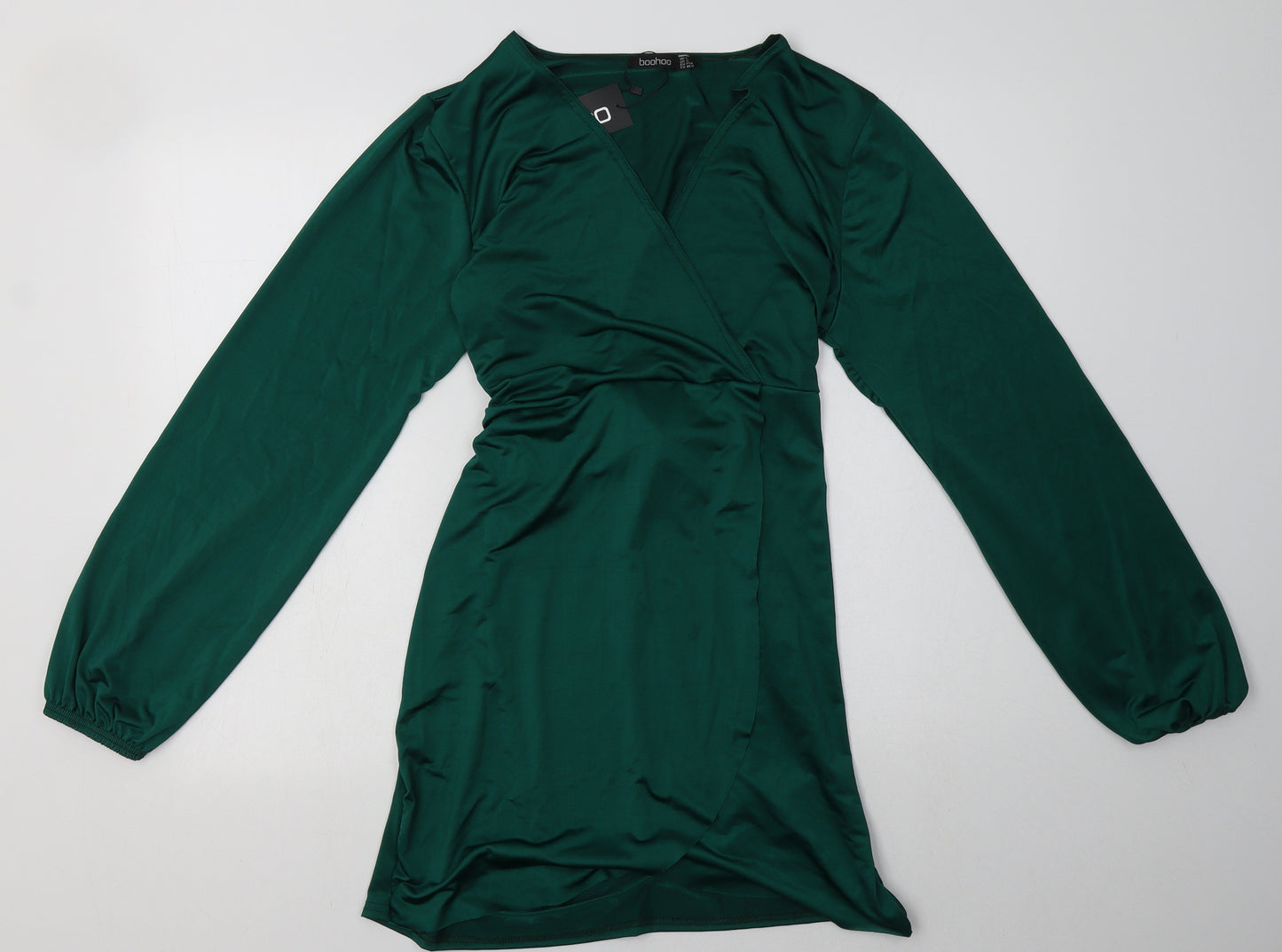 Boohoo Womens Green  Polyester A-Line  Size 16  V-Neck Pullover