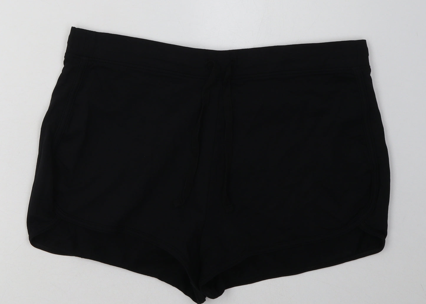 Matalan Womens Black  Cotton Sweat Shorts Size 16  Regular Tie