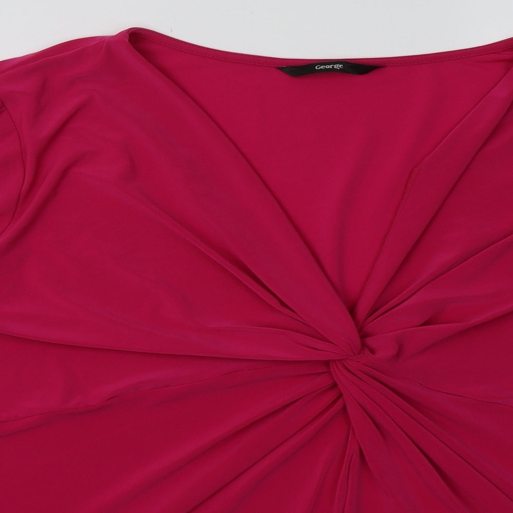 George Womens Pink  Polyester Basic Blouse Size 20 V-Neck