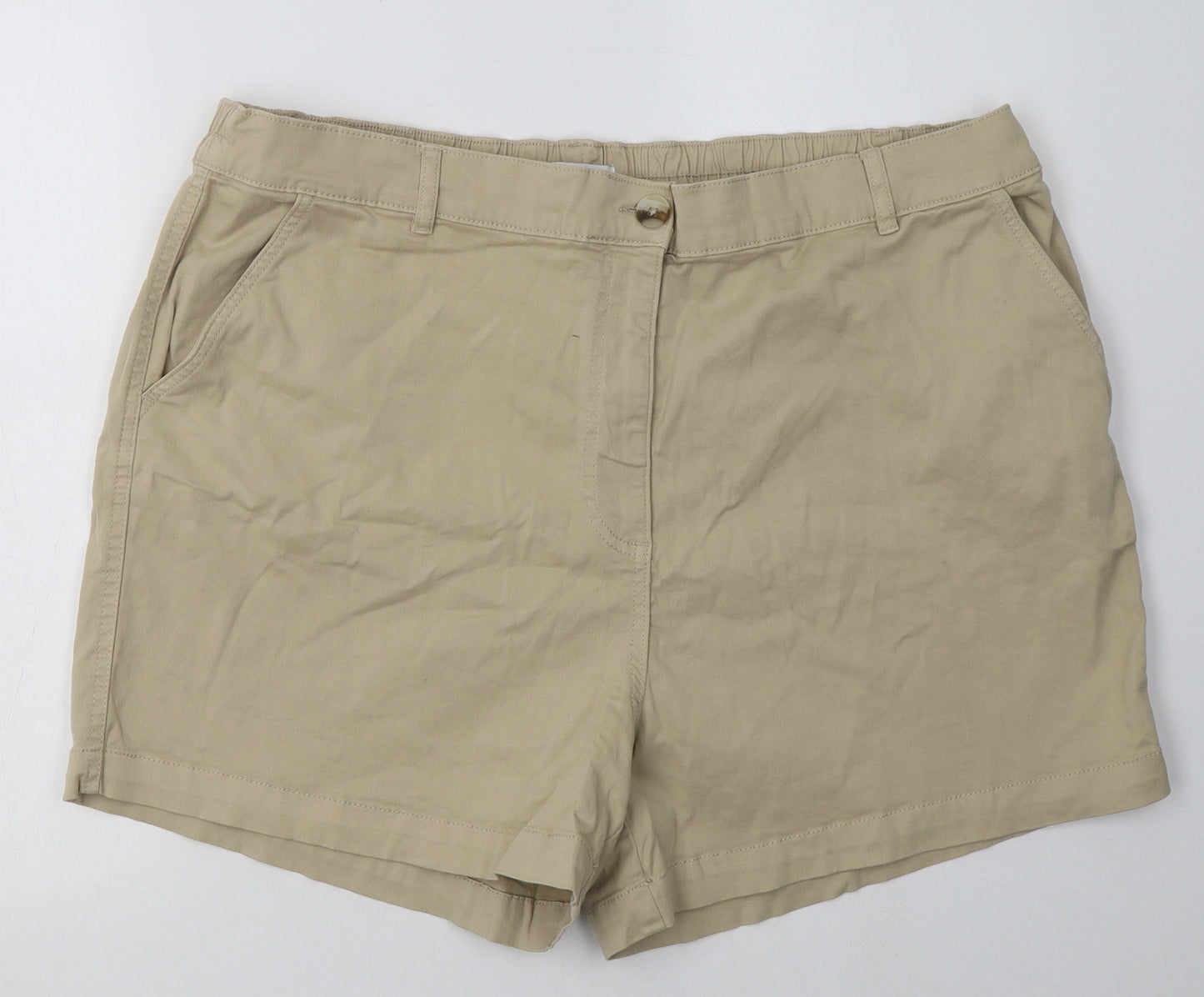 Matalan Womens Beige  Cotton Chino Shorts Size 20 L8 in Regular Button