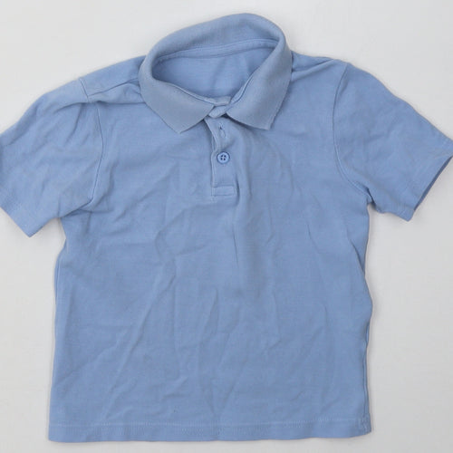 Matalan Boys Blue  Cotton Pullover Button-Up Size 5 Years Collared Button - School Wear