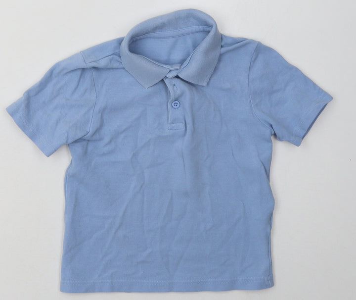 Matalan Boys Blue Cotton Pullover Button-Up Size 5 Years Collared Button - School Wear