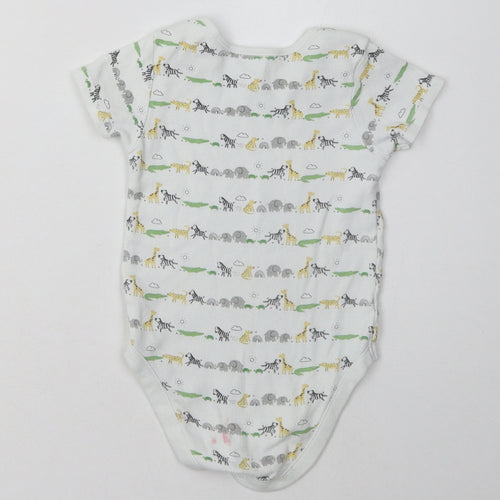 George Baby White Geometric Cotton Babygrow One-Piece Size 18-24 Months  Buckle - Animals