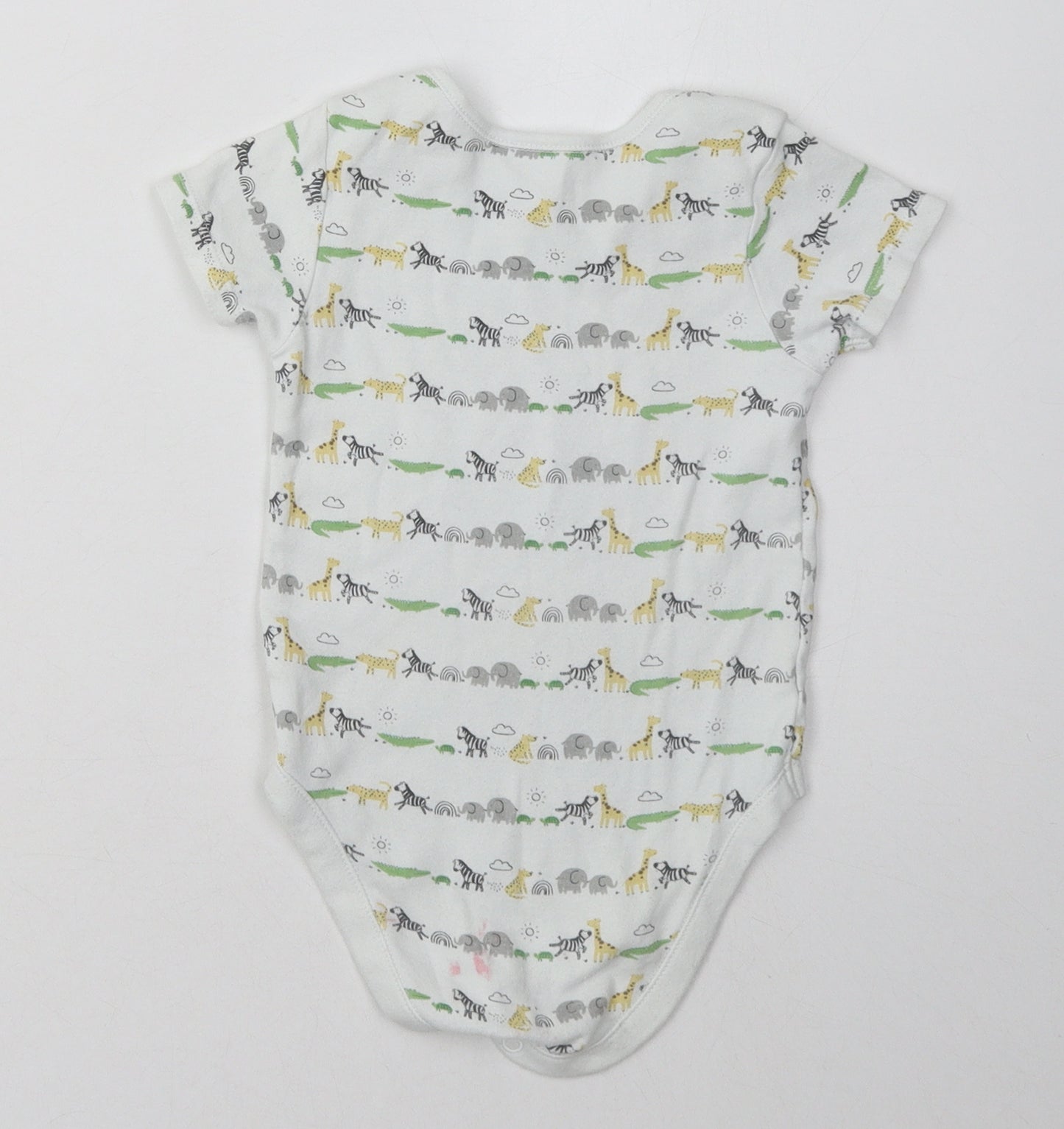 George Baby White Geometric Cotton Babygrow One-Piece Size 18-24 Months  Buckle - Animals