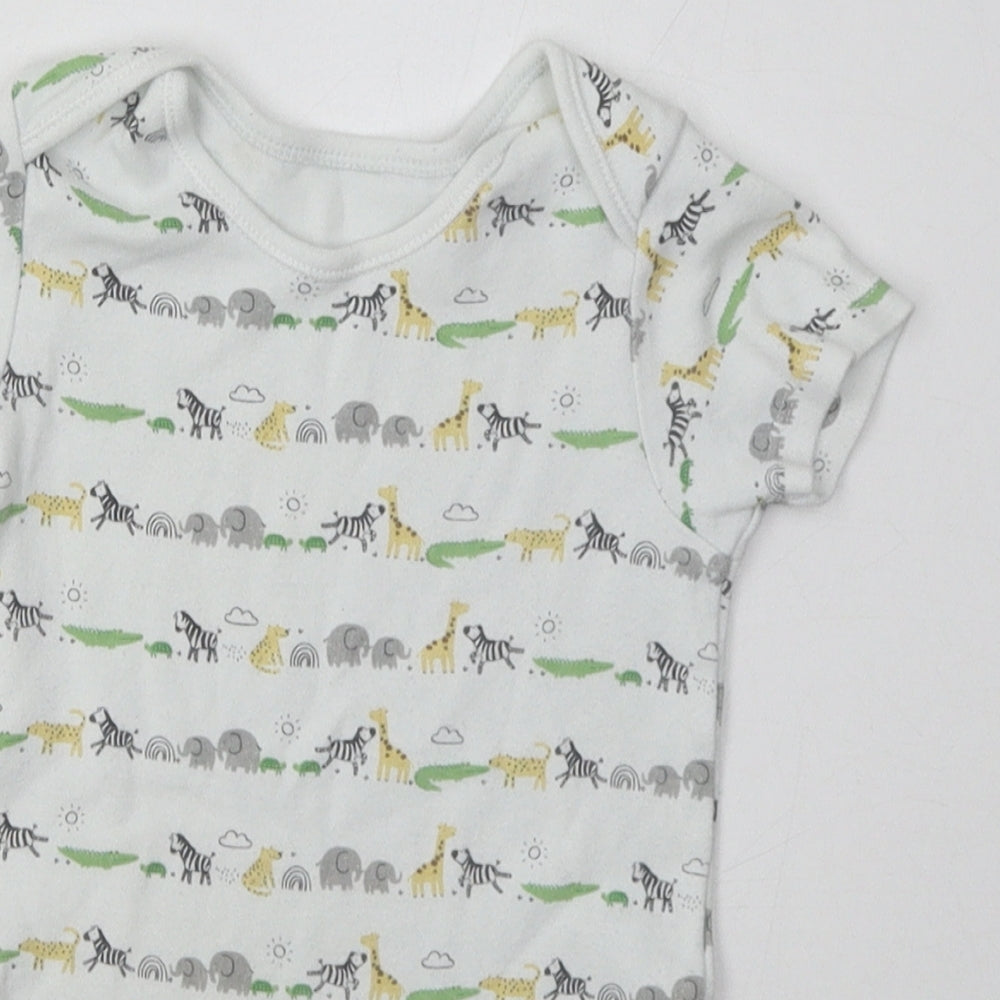 George Baby White Geometric Cotton Babygrow One-Piece Size 18-24 Months  Buckle - Animals