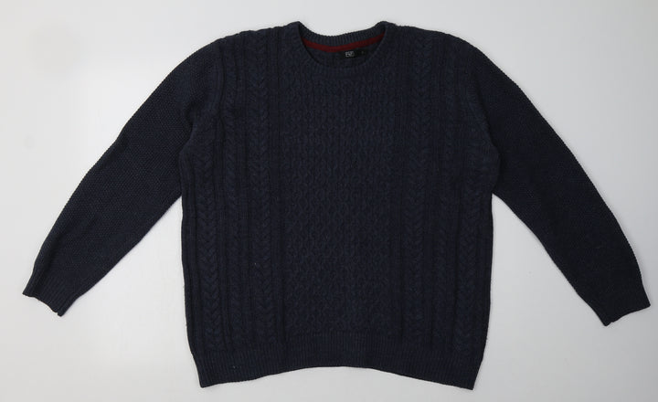 F&F Mens Blue Geometric Acrylic Pullover Sweatshirt Size L