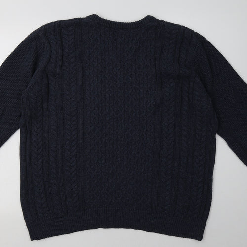 F&F Mens Blue Geometric Acrylic Pullover Sweatshirt Size L