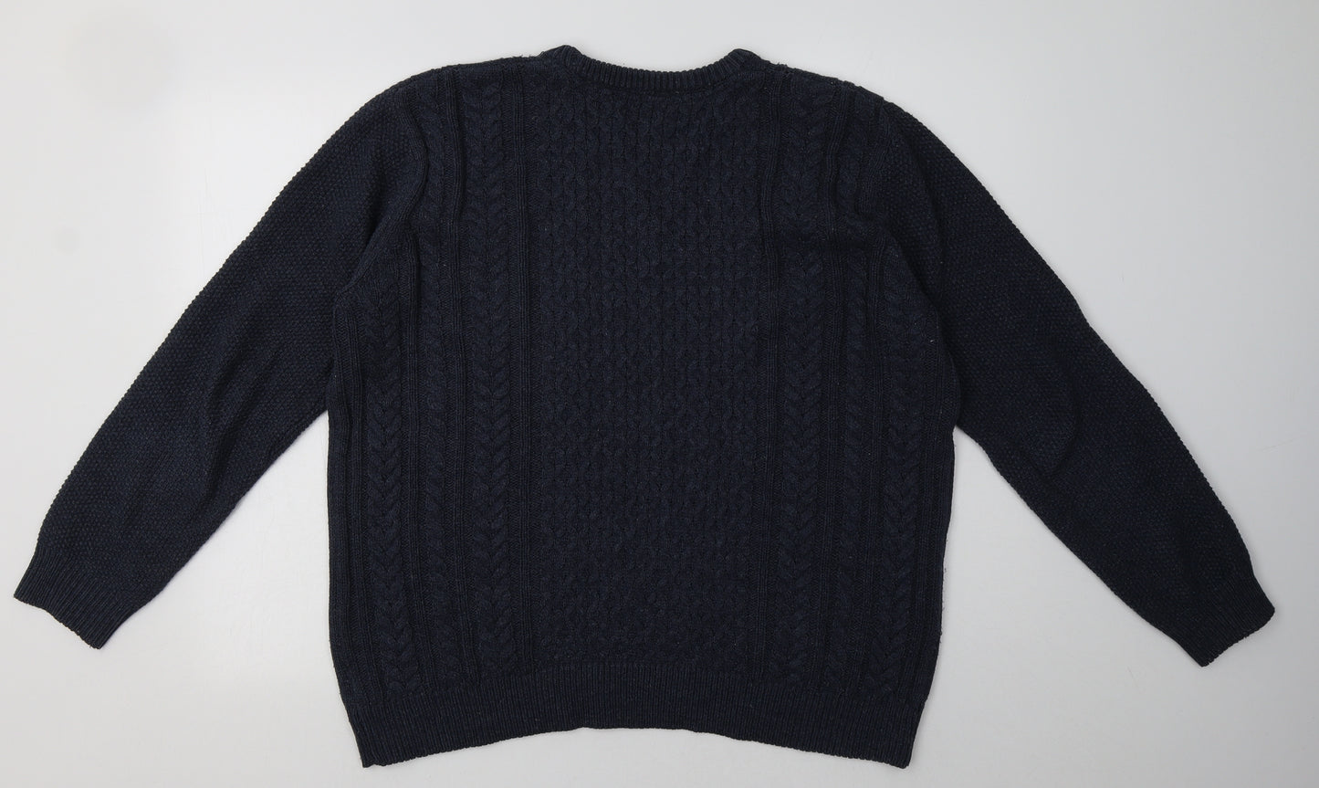 F&F Mens Blue Geometric Acrylic Pullover Sweatshirt Size L