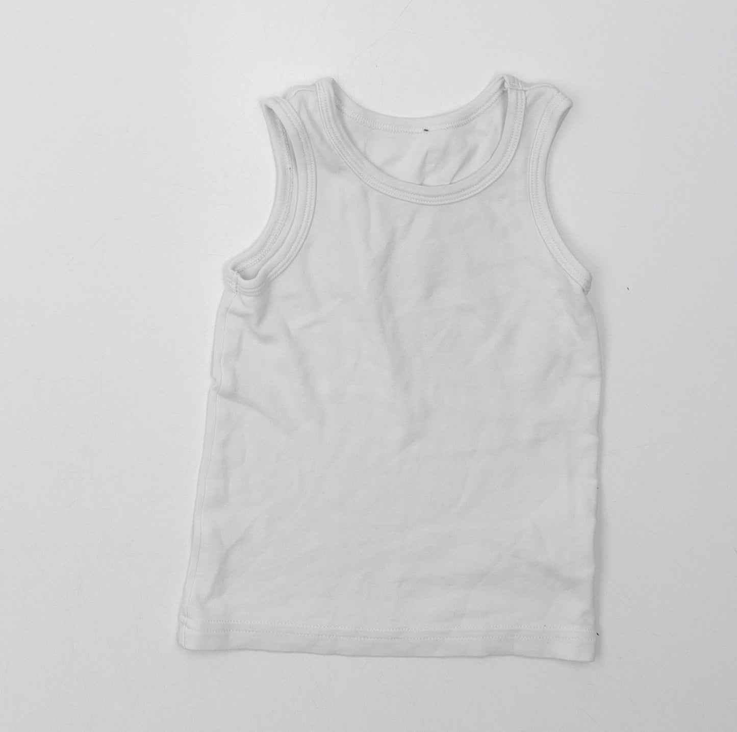 F&F Boys White  Cotton Basic Tank Size 3-4 Years Crew Neck Pullover