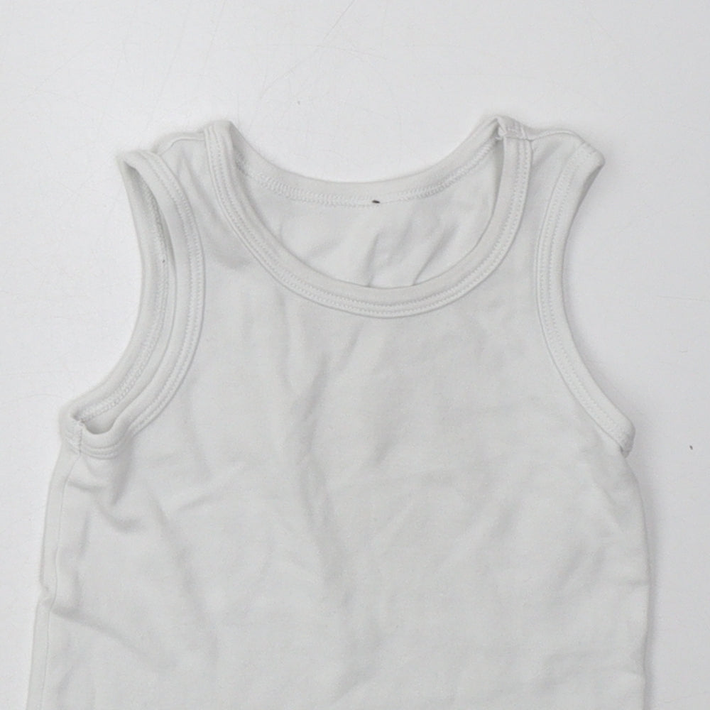 F&F Boys White  Cotton Basic Tank Size 3-4 Years Crew Neck Pullover