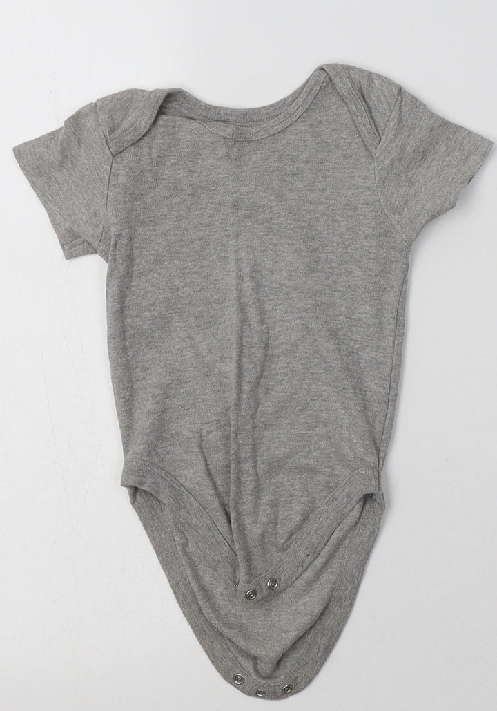 Pure Baby Baby Grey Cotton Babygrow One-Piece Size 12-18 Months Buckle