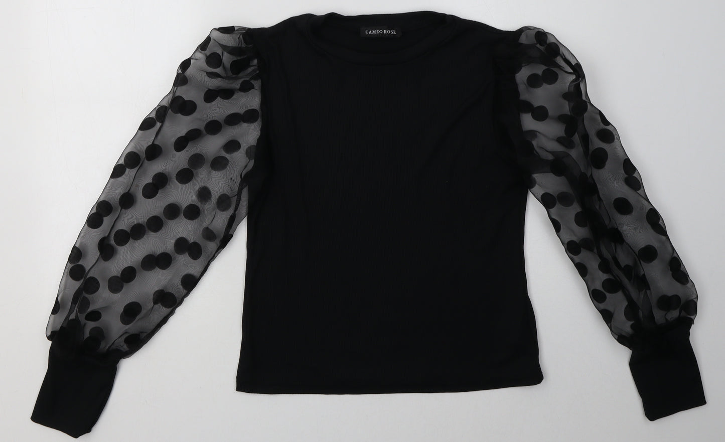Cameo Rose Womens Black Polka Dot Polyester Basic Blouse Size 16 Crew Neck