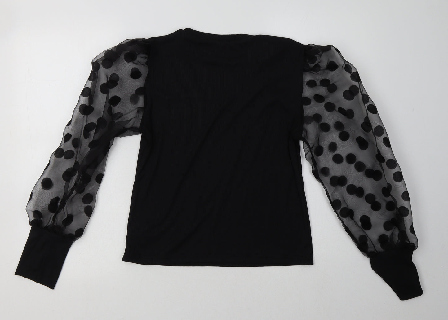 Cameo Rose Womens Black Polka Dot Polyester Basic Blouse Size 16 Crew Neck