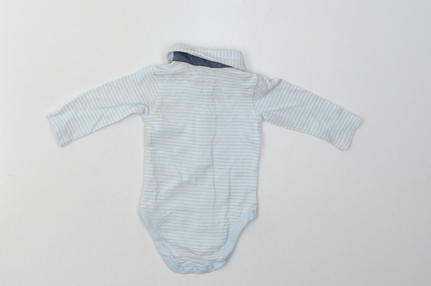 Nutmeg Boys Blue Striped Cotton Babygrow One-Piece Size 0-3 Months  Button