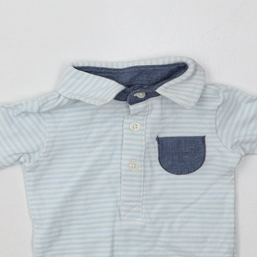 Nutmeg Boys Blue Striped Cotton Babygrow One-Piece Size 0-3 Months  Button
