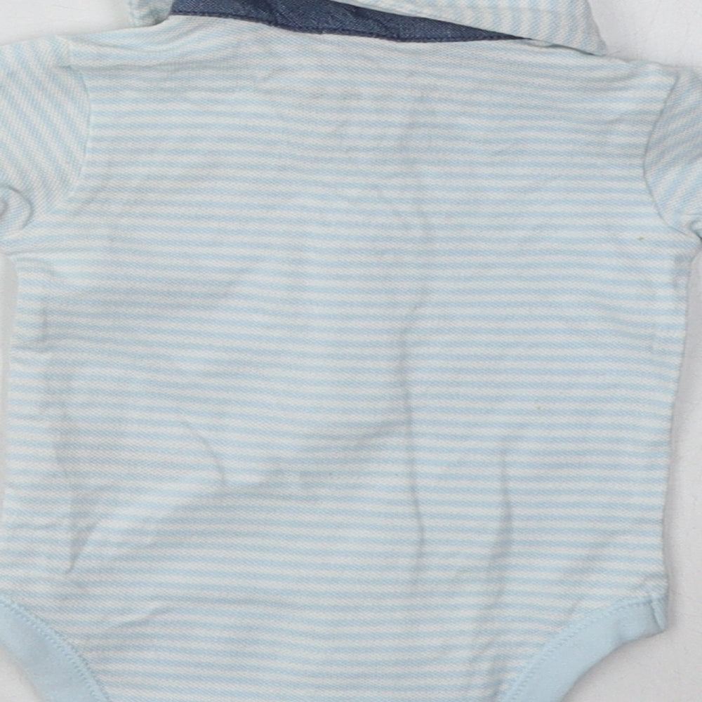 Nutmeg Boys Blue Striped Cotton Babygrow One-Piece Size 0-3 Months  Button