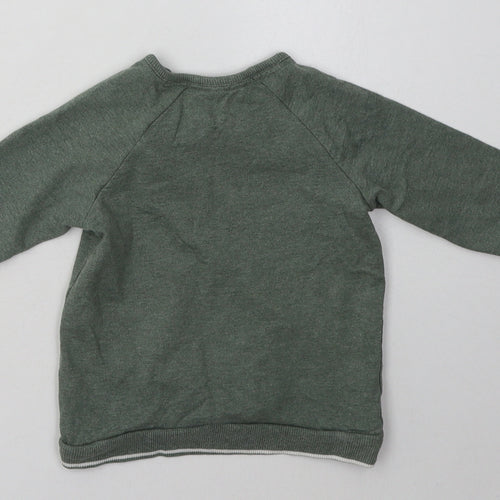 George Boys Green  Cotton Basic Casual Size 12-18 Months Crew Neck Buckle - hey, im new here