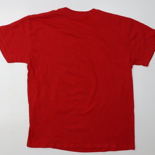 casual classics Mens Red  Cotton  T-Shirt Size L Crew Neck  - Christmas