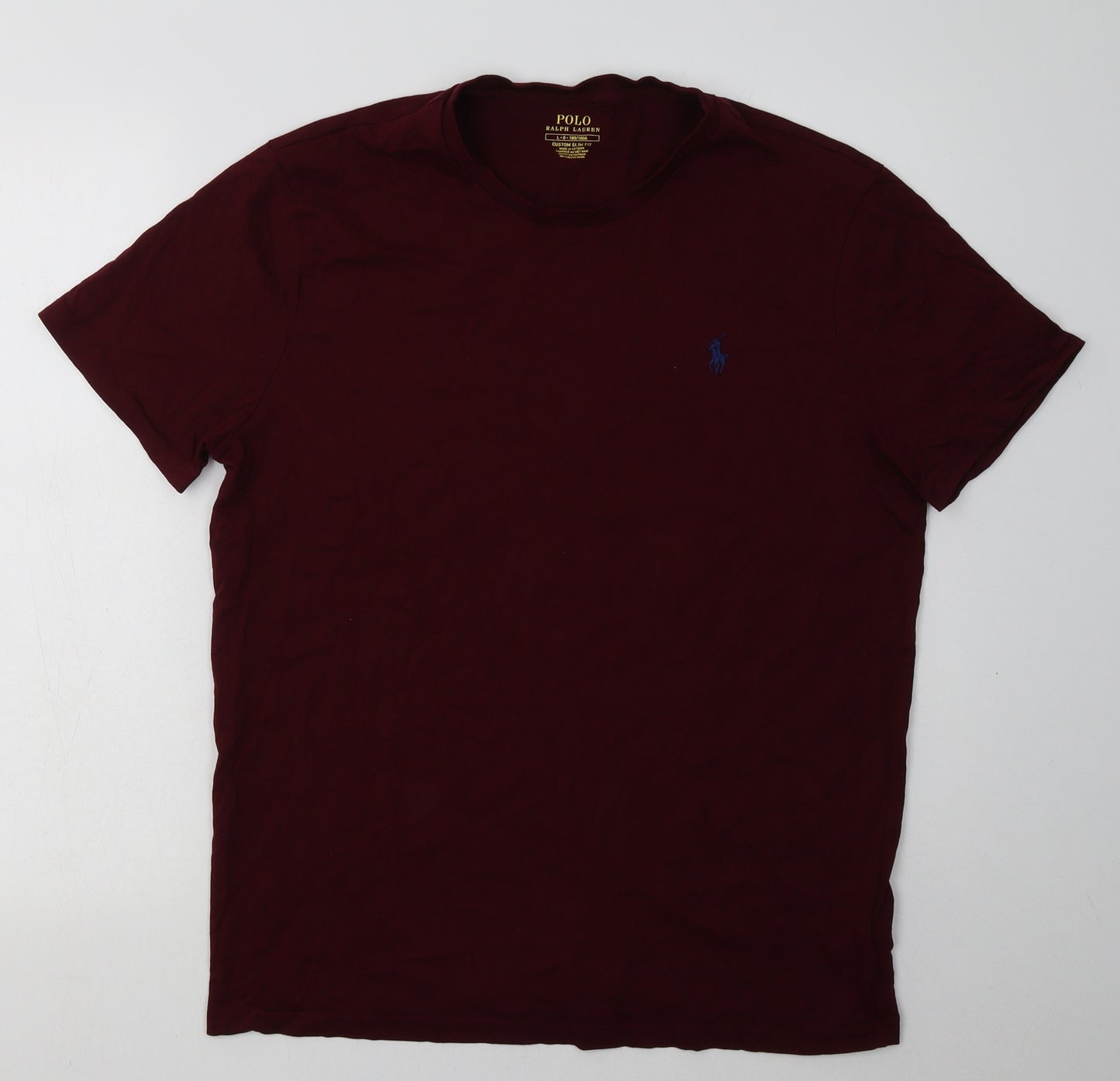 Ralph Lauren Mens Red  Cotton  T-Shirt Size L Crew Neck