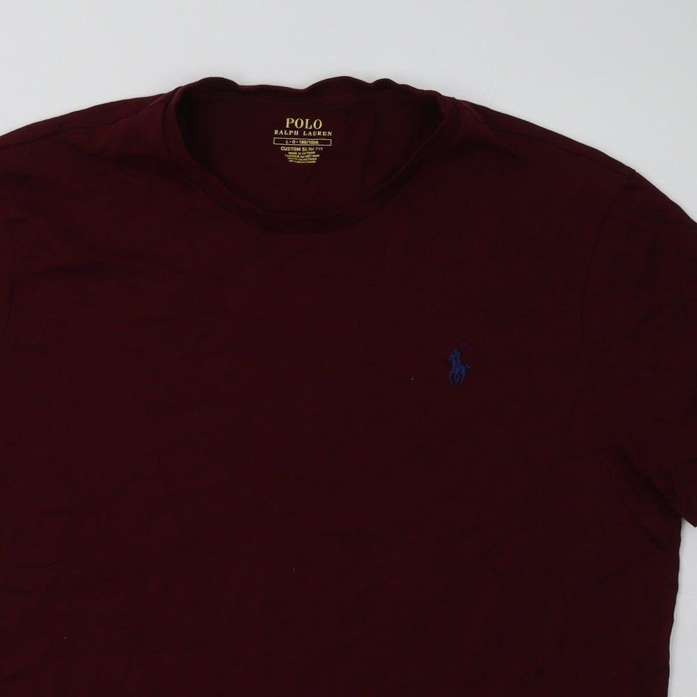 Ralph Lauren Mens Red  Cotton  T-Shirt Size L Crew Neck